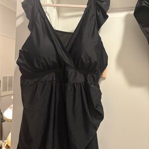 BloomChic Black Ruffled Strap Swimdress